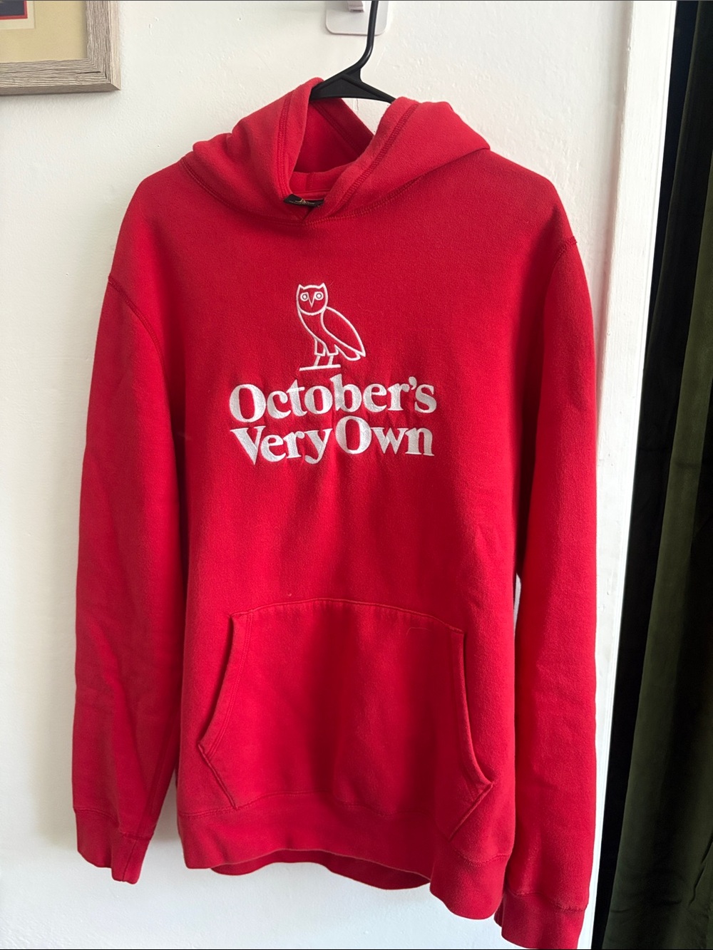 OVO Red Embroidered Owl Hoodie